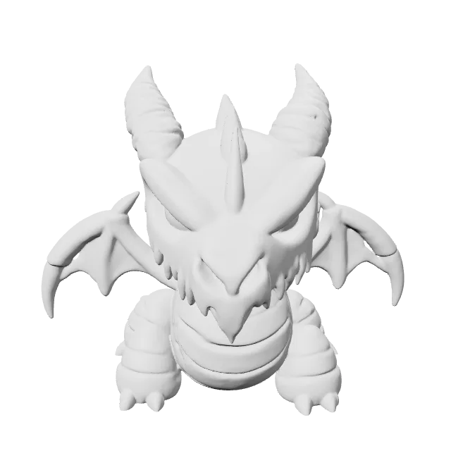 Undead Baby Dragon Miniature – 360° preview, front view, drawn from the designer's file
