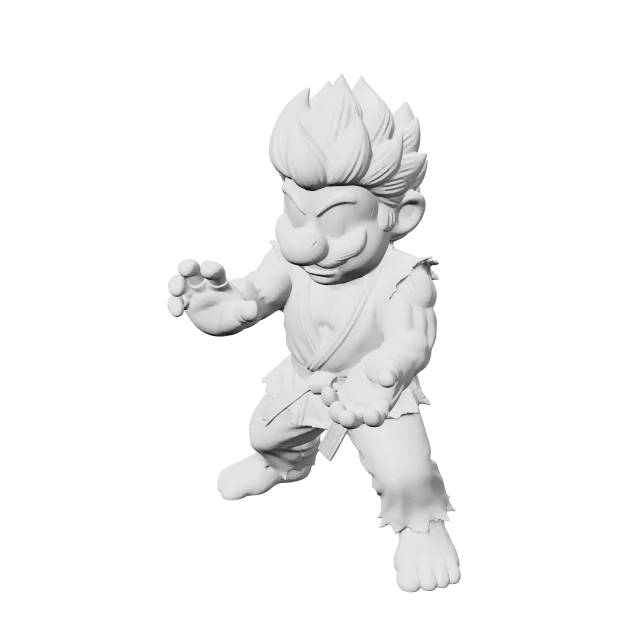 Mario as Street Fighter Ken – 360° preview, front view, drawn from the designer's file