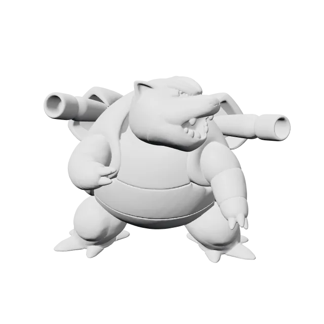 Blastoise Pokemon Figure – 360° preview, front view, drawn from the designer's file