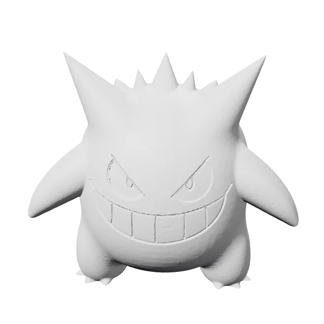 Gengar Pokemon Figure – 360° preview, front view, drawn from the designer's file