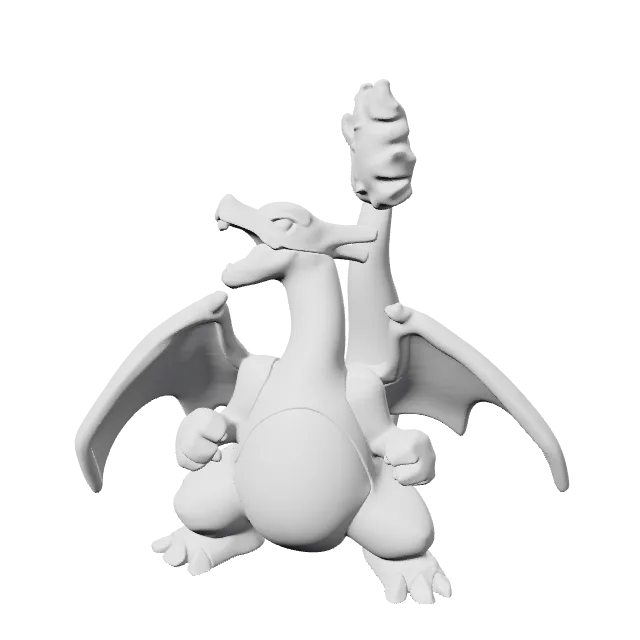 Mega Charizard Y Pokemon Figure – 360° preview, front view, drawn from the designer's file