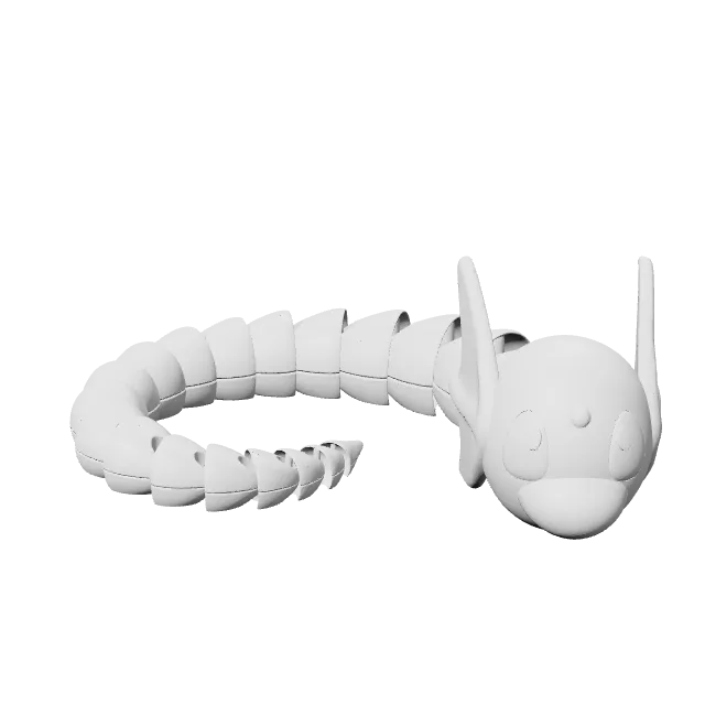 Flexible Dratini (Pokemon) – 360° preview, front view, drawn from the designer's file