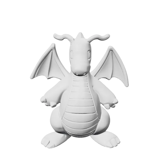 Dragonite Pokemon Figure – 360° preview, front view, drawn from the designer's file