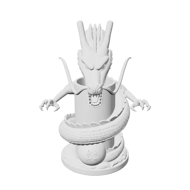 Shenron Dragon Ball Z Pencil Holder – 360° preview, front view, drawn from the designer's file