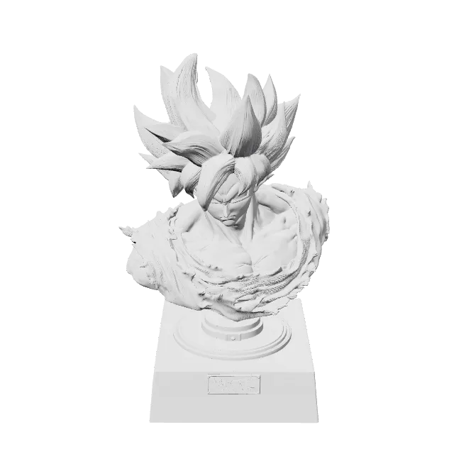 Ultra Instinct Goku Bust – 360° preview, front view, drawn from the designer's file