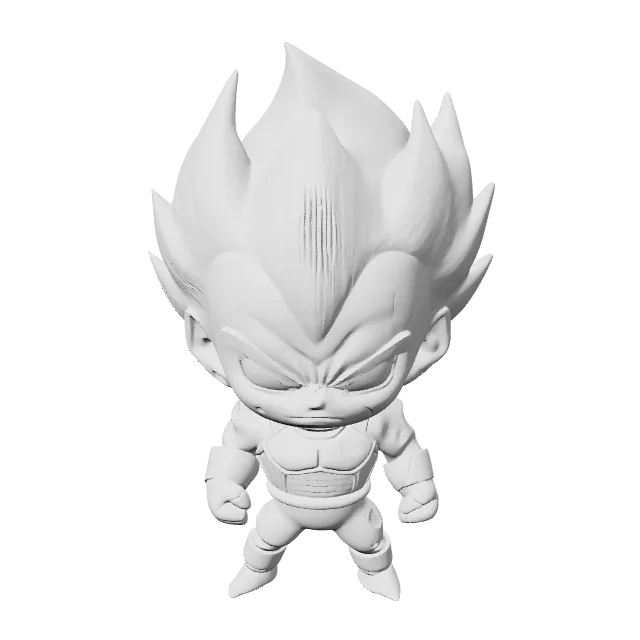 Vegeta Chibi Figure from Dragon Ball – 360° preview, front view, drawn from the designer's file
