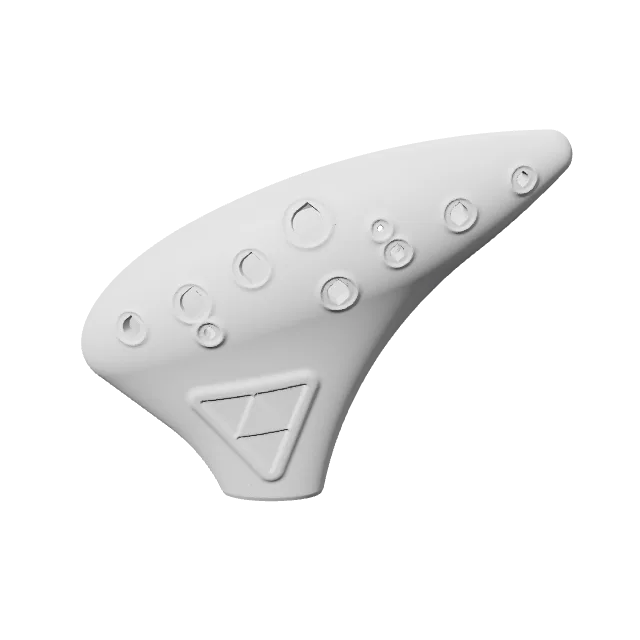 Ocarina of Time - 12 Hole Alto C Ocarina – 360° preview, front view, drawn from the designer's file
