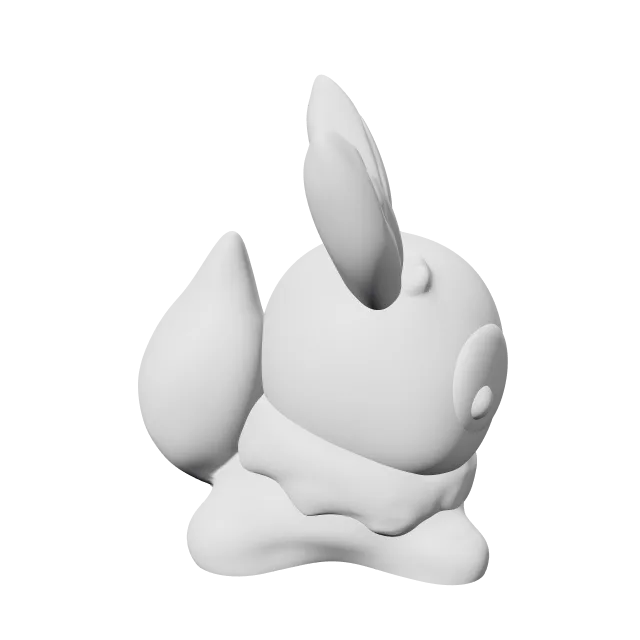 Silly Eevee Pokemon Figure – 360° preview, front view, drawn from the designer's file