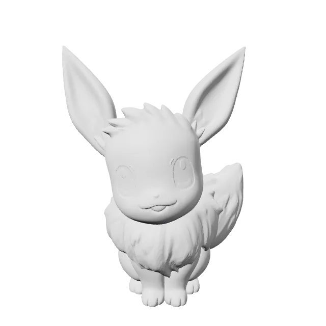 Eevee Pokemon Figure – 360° preview, front view, drawn from the designer's file