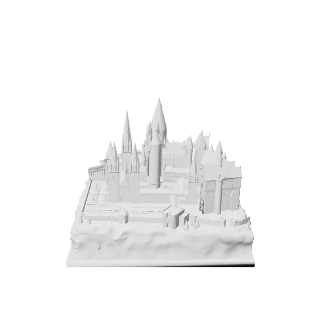 Harry Potter Hogwarts Castle – 360° preview, front view, drawn from the designer's file
