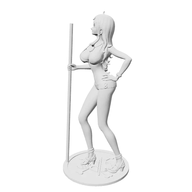 Nami (One Piece) – 360° preview, front view, drawn from the designer's file