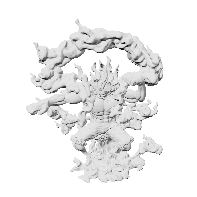 One Piece Luffy Gear Fourth Snakeman Statue – 360° preview, front view, drawn from the designer's file