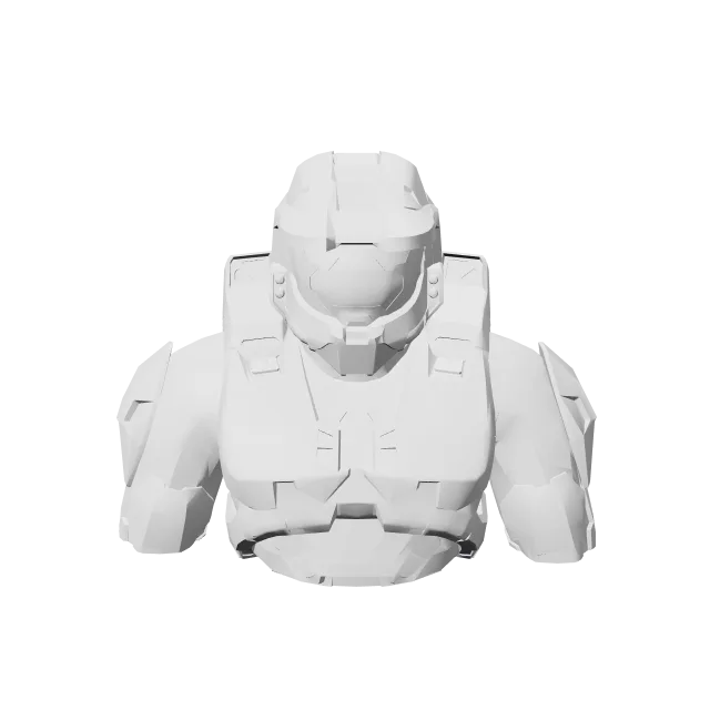 Halo Master Chief Bust – 360° preview, front view, drawn from the designer's file