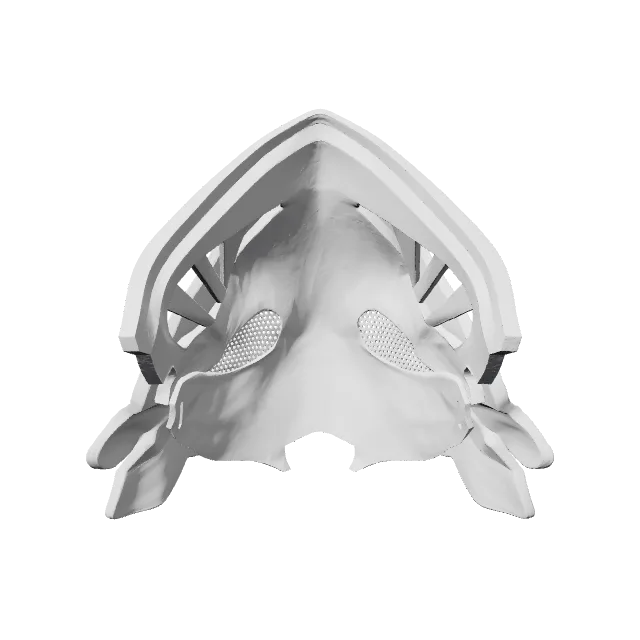 Arcane Ekko Wearable Mask – 360° preview, front view, drawn from the designer's file