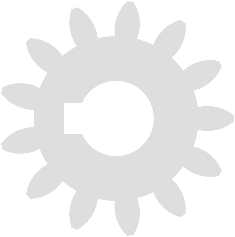 Part 1, Idler spur gear input 13 toothed 2.5 modulus 12 mm keyway shaft, 37 × 37 mm