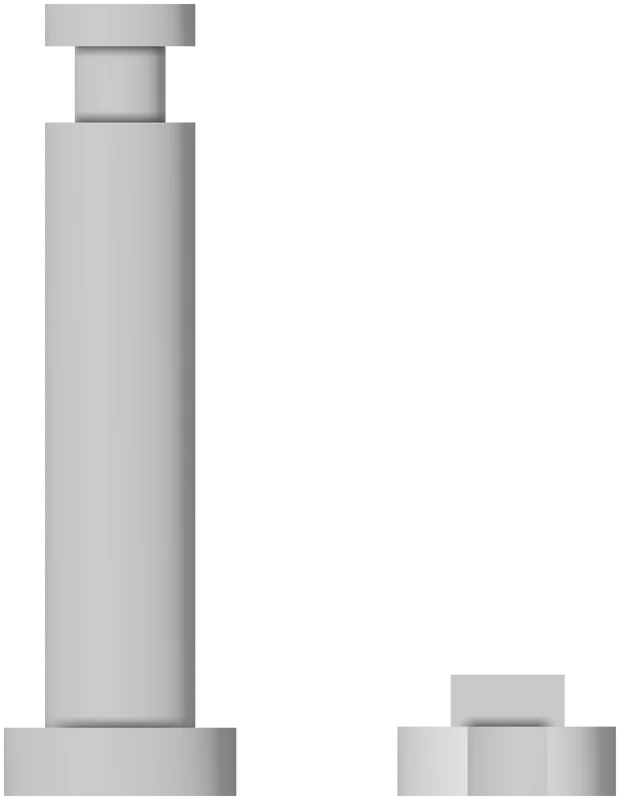 Part 4, Idler shaft and retaining clip for thicker braced stand, 45 × 58 mm