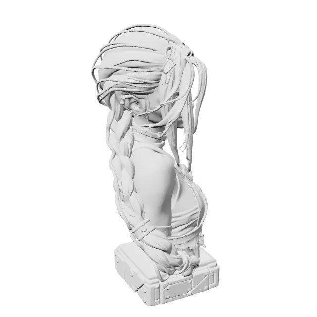 Jinx Arcane | 3D Printable Bust STL – 360° preview, front view, drawn from the designer's file