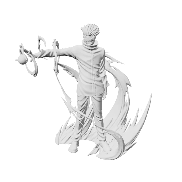 Gojo Satoru Statue – 360° preview, front view, drawn from the designer's file