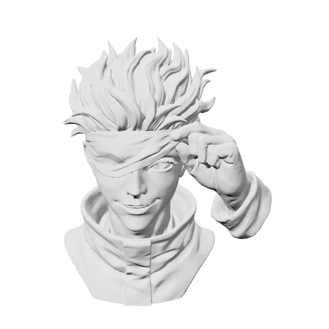 Satoru Gojo Jujutsu Kaisen Bust – 360° preview, front view, drawn from the designer's file