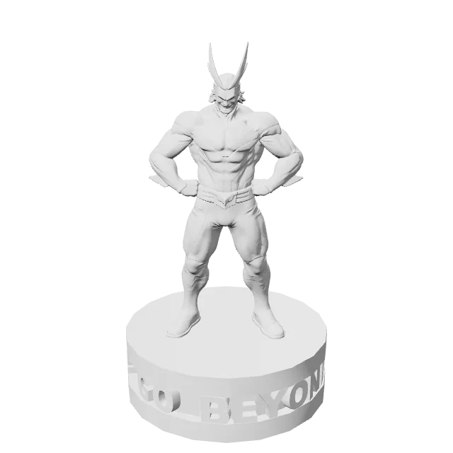 All Might Statue with Base – 360° preview, front view, drawn from the designer's file