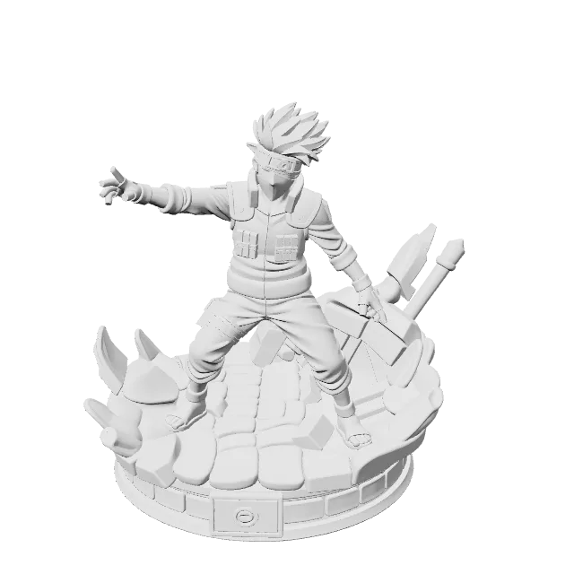 Kakashi Hatake Statue from Naruto – 360° preview, front view, drawn from the designer's file