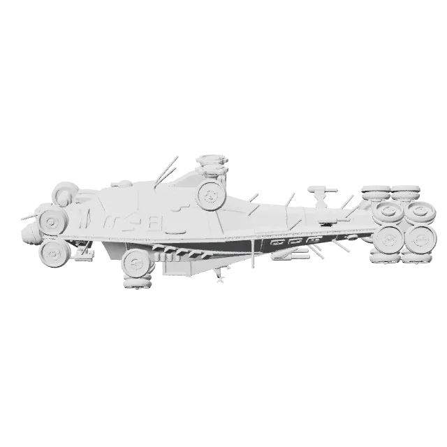 Matrix Hovercraft Nebuchadnezzar Model – 360° preview, front view, drawn from the designer's file