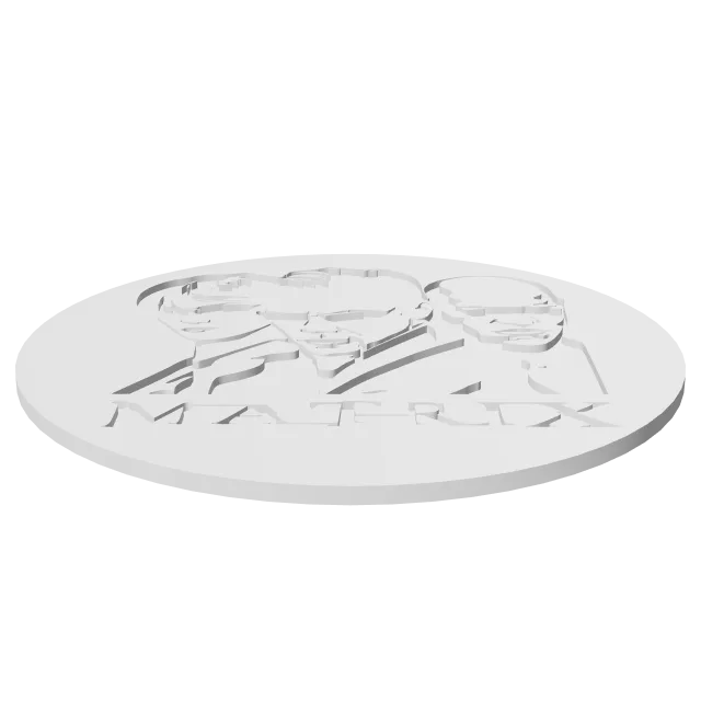 Matrix Neo Trinity Morpheus Coaster – 360° preview, front view, drawn from the designer's file