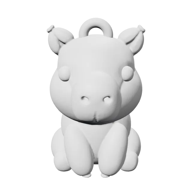 Cute Mini Balloon Capybara (+Keychain) – 360° preview, front view, drawn from the designer's file