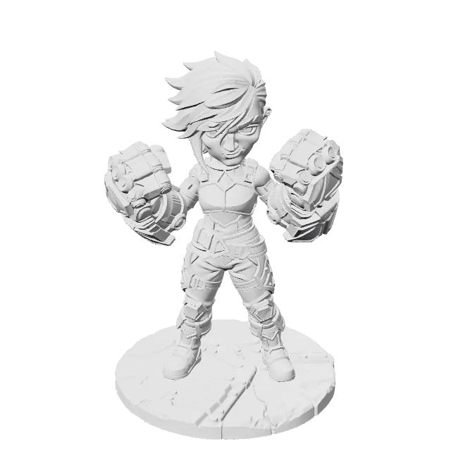 VI Arcane League of Legends Figure – 360° preview, front view, drawn from the designer's file