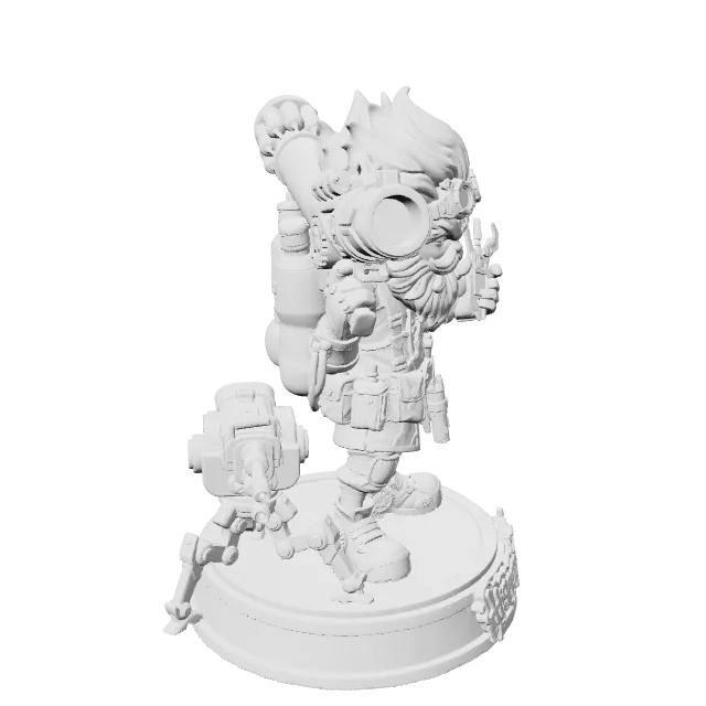Heimerdinger – Arcane – 360° preview, front view, drawn from the designer's file