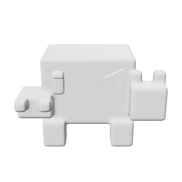 Clawd Mascot Figure – 360° preview, front view, drawn from the designer's file