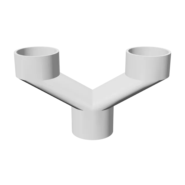 PVC Pipe Y Adapter – 360° preview, front view, drawn from the designer's file