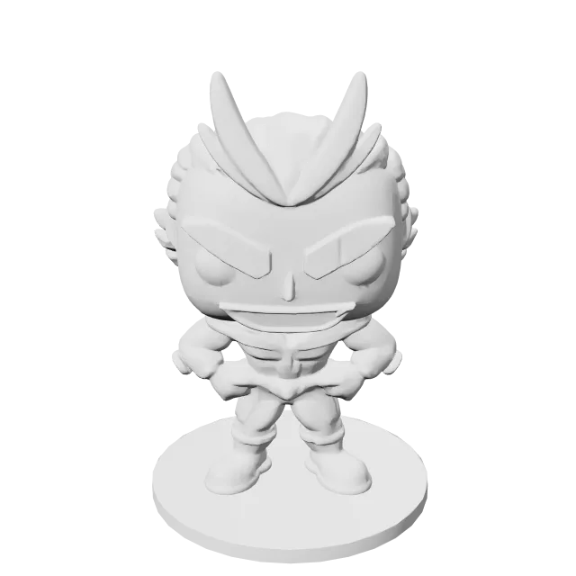 All Might Pop-Style Figure – 360° preview, front view, drawn from the designer's file