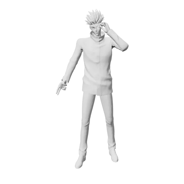 Satoru Gojo Figure - Jujutsu Kaisen – 360° preview, front view, drawn from the designer's file