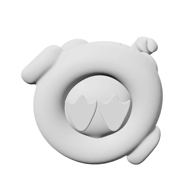 Psyduck on a Flamingo Float Figure – 360° preview, front view, drawn from the designer's file