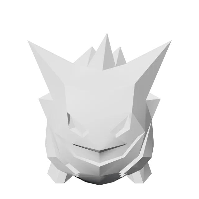 Gengar Low-Poly Pokemon Figure – 360° preview, front view, drawn from the designer's file
