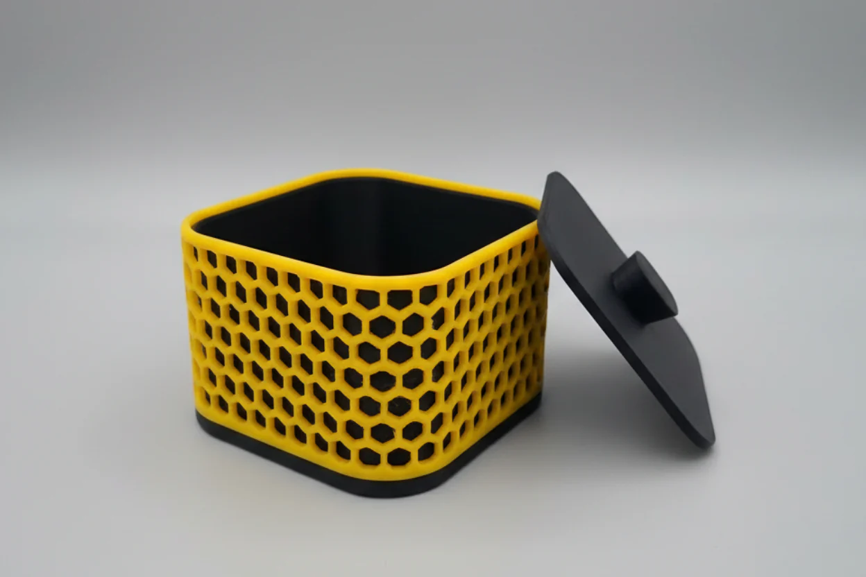Modern Decorative Storage Box – Stylish 3D Printed Organizer in Black & Yellow – view 4