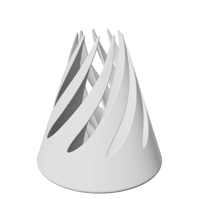 Spiral Cone Fidget Toy – 360° preview, front view, drawn from the designer's file