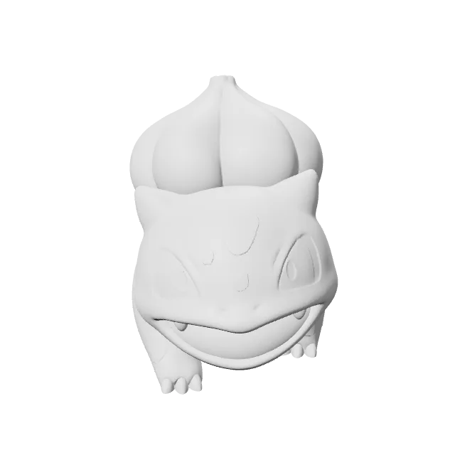 Bulbasaur Pokemon Figure – 360° preview, front view, drawn from the designer's file