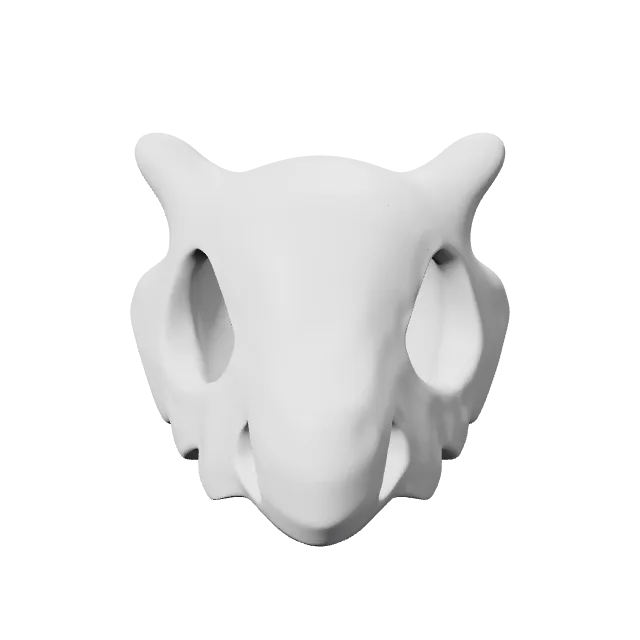 Cubone Pokemon Skull – 360° preview, front view, drawn from the designer's file