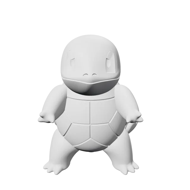 Squirtle Pokemon Figure – 360° preview, front view, drawn from the designer's file