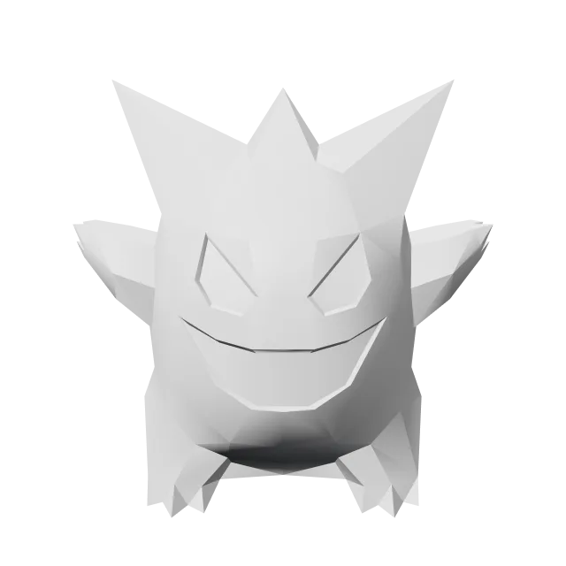 Gengar Low-Poly Pokemon Figure – 360° preview, front view, drawn from the designer's file