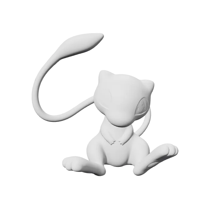 Mew Pokemon Figure – 360° preview, front view, drawn from the designer's file