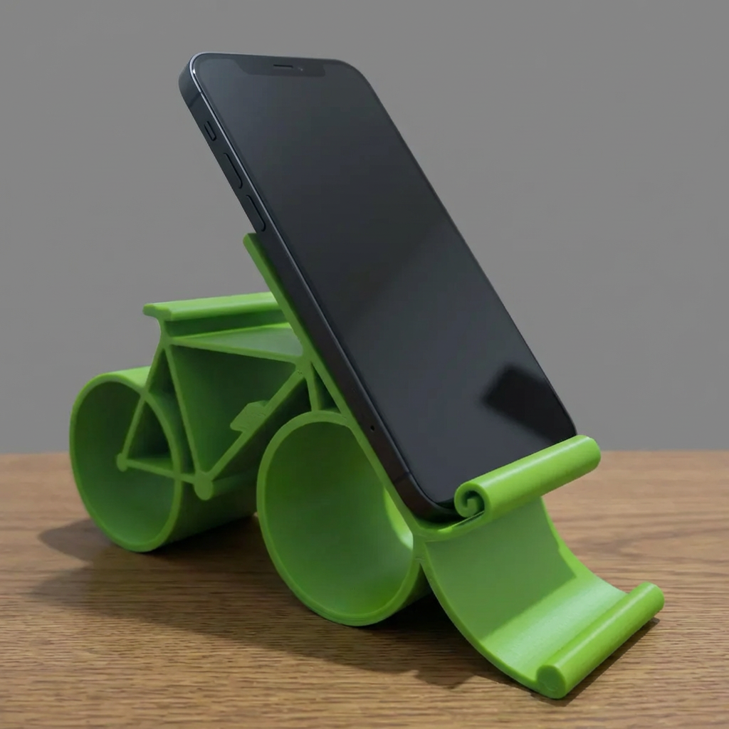 Bicycle phone stand – modern 3d printed bike-inspired desk phone holder