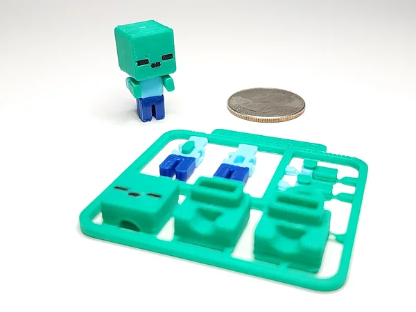 Minecraft-Inspired Zombie Mini Figure Kit Card / Keychain