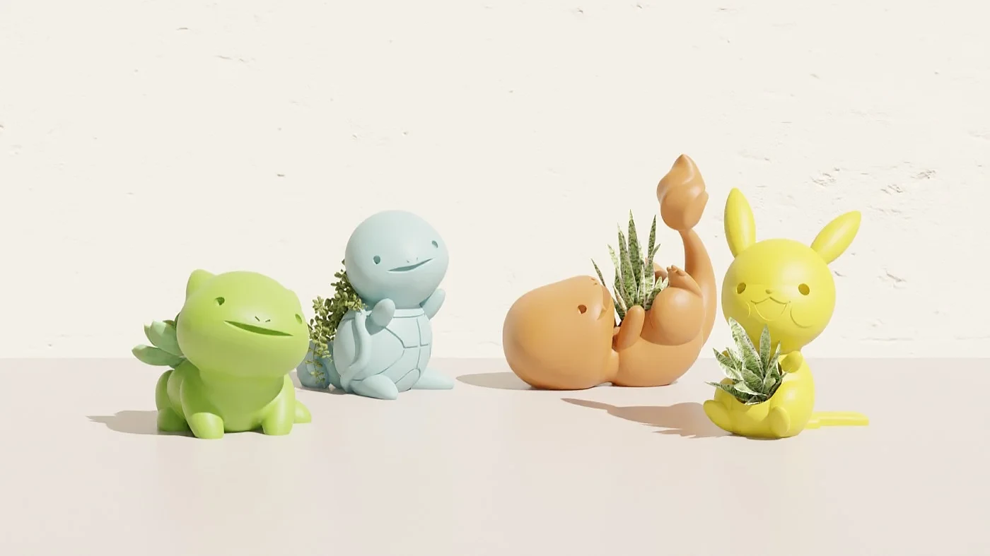 Cute Pokemon Pot Plants - Pikachu, Bulbasaur, Charmander, Squirtle – view 3