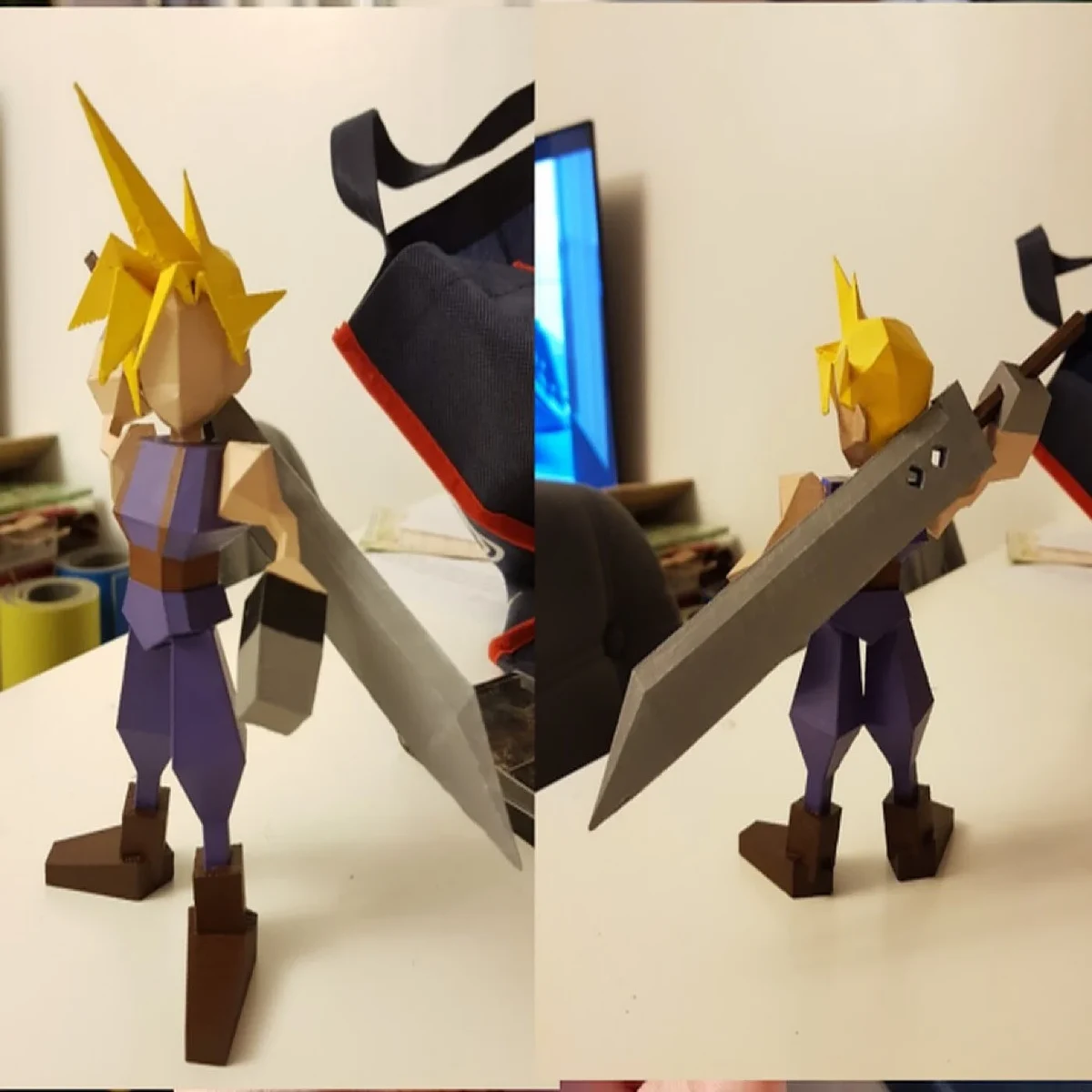 Low Poly Cloud Strife Figure, Final Fantasy VII – view 3