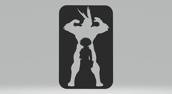 All Might and Midoriya Silhouette Wall Art