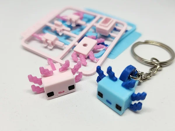 Minecraft-Inspired Axolotl Mini Figure Kit Card / Keychain