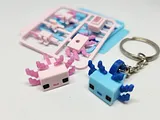 Minecraft-Inspired Axolotl Mini Figure Kit Card / Keychain – thumbnail 3